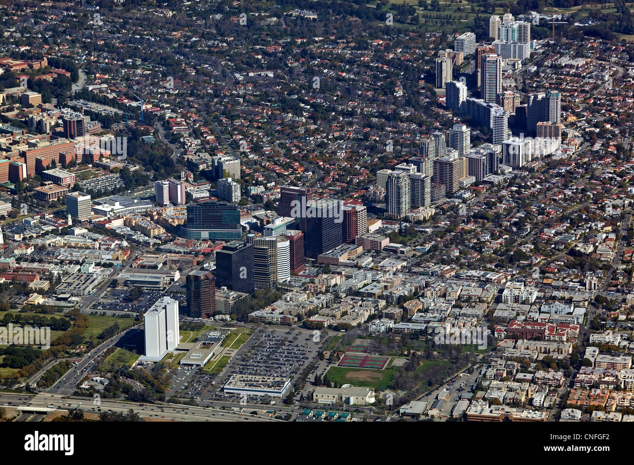 Fotografía aérea de Wilshire Boulevard, Los Angeles, California Foto de stock