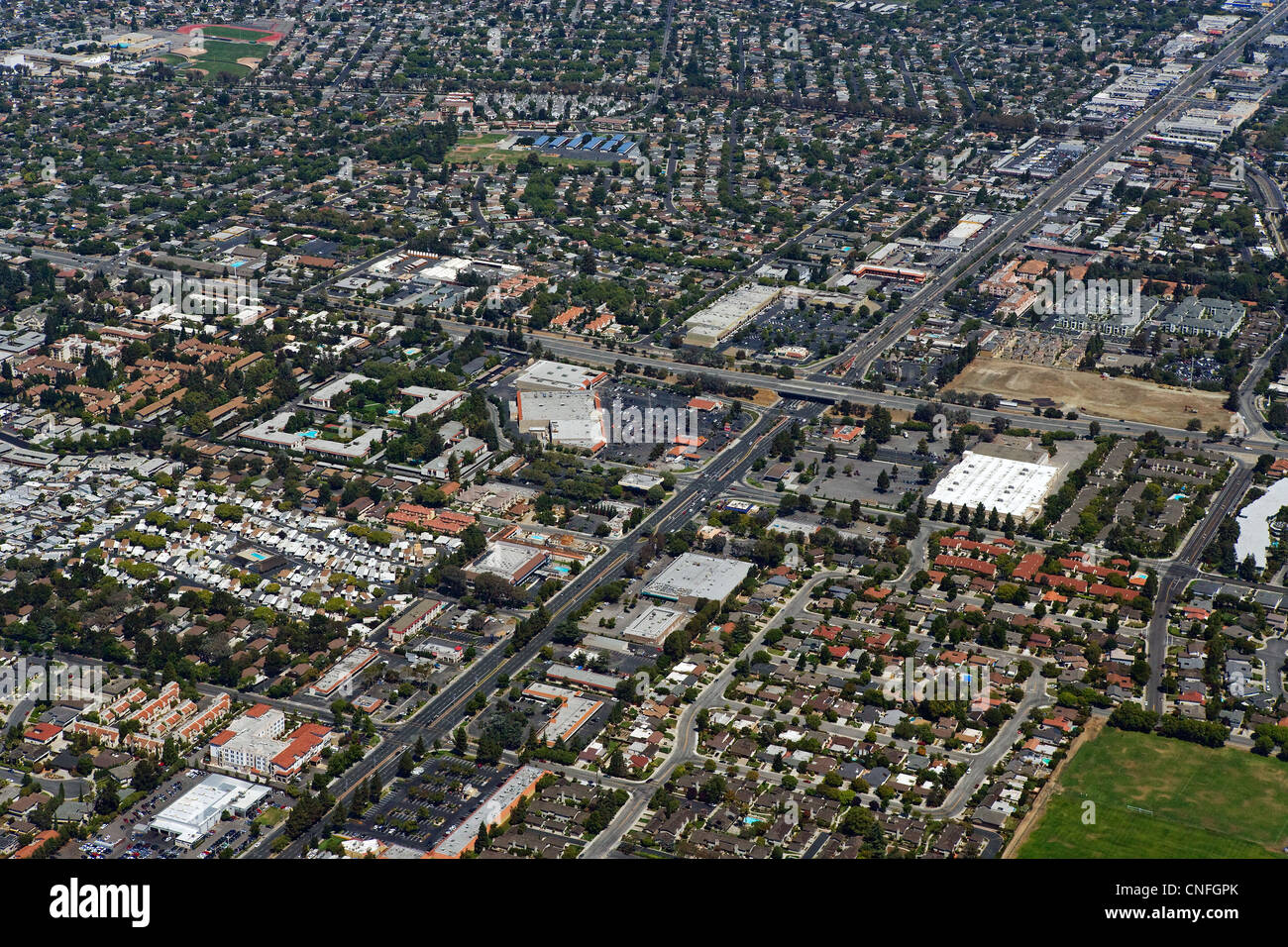 Fotografía aérea del Condado de Santa Clara, California Foto de stock