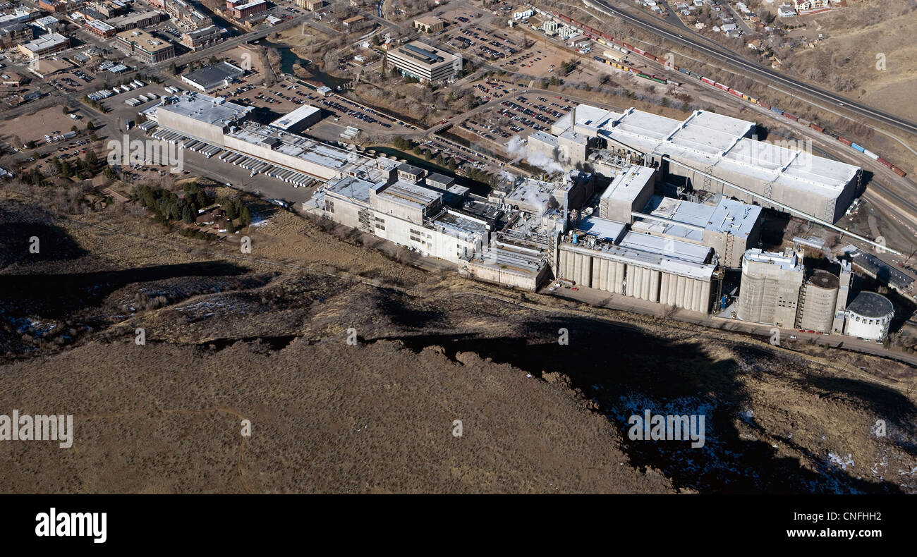 Fotografía aérea Coors Brewing Company Golden Colorado Foto de stock