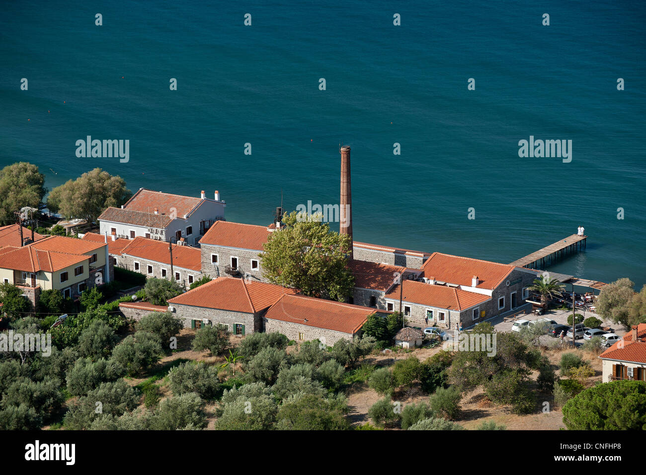 Olive Press Hotel Lesbos Grecia Foto de stock