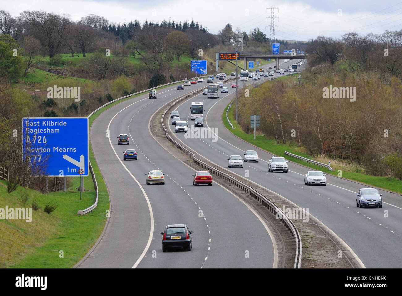 Autopista M77 entre Glasgow y Kilmarnock Foto de stock