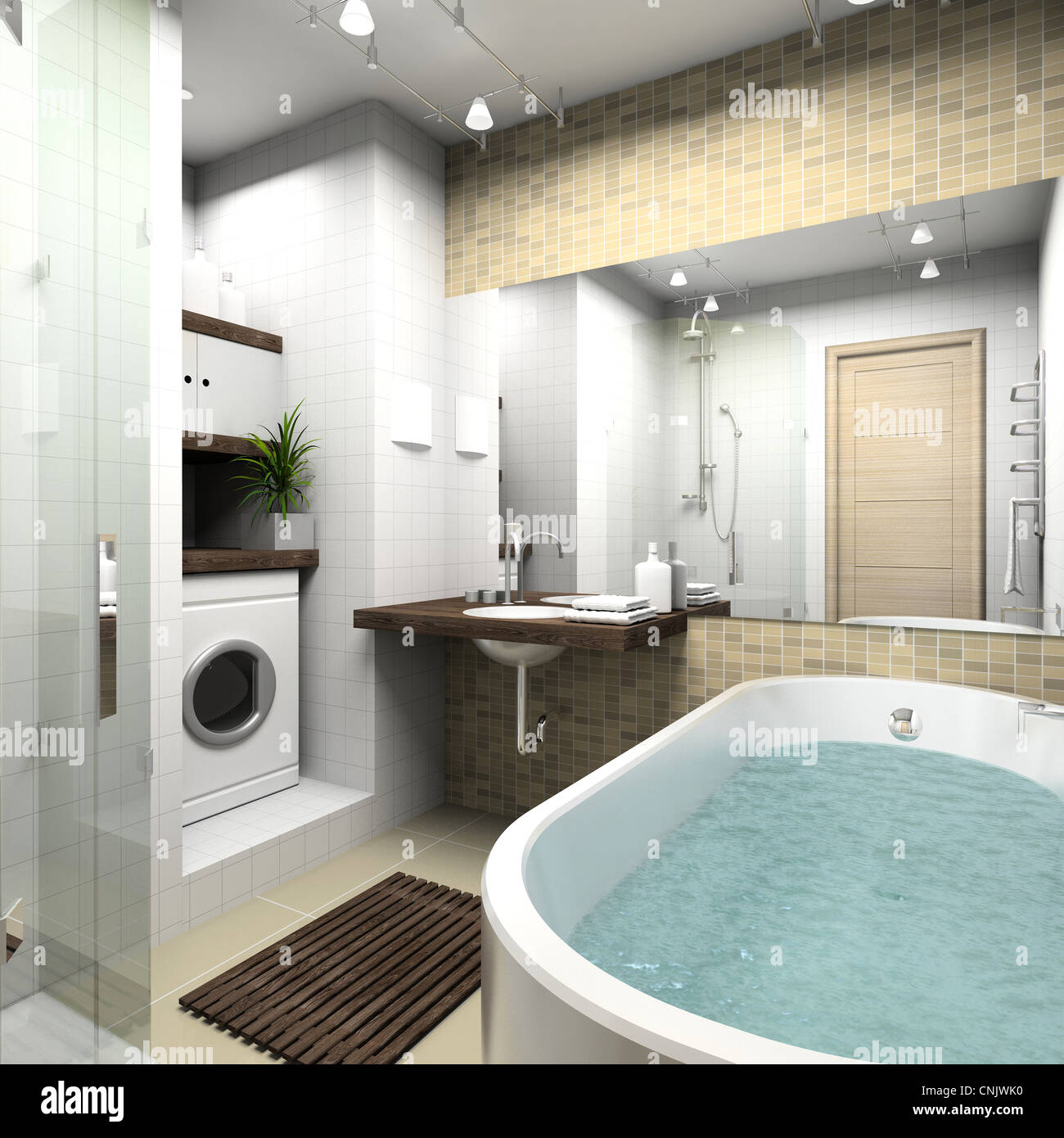 Interior moderno. 3D Render. El cuarto de baño. Diseño exclusivo ... Interior moderno. 3D Render. El cuarto de baño. Diseño exclusivo ...