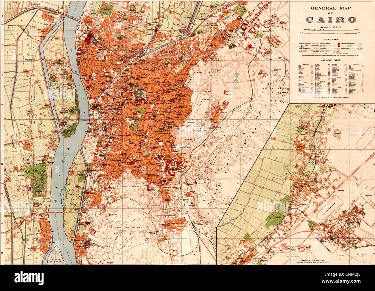 Mapa general de El Cairo, Egipto, circa 1920 Fotografía de stock Alamy