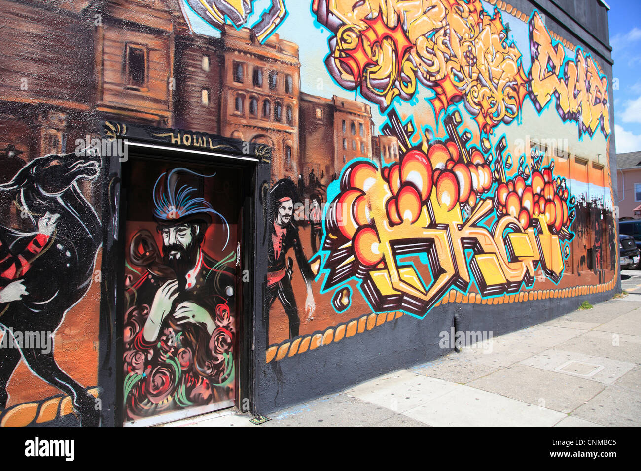 Mural, distrito de Haight Ashbury, el Haight, San Francisco, California, Estados Unidos de América, América del Norte Foto de stock