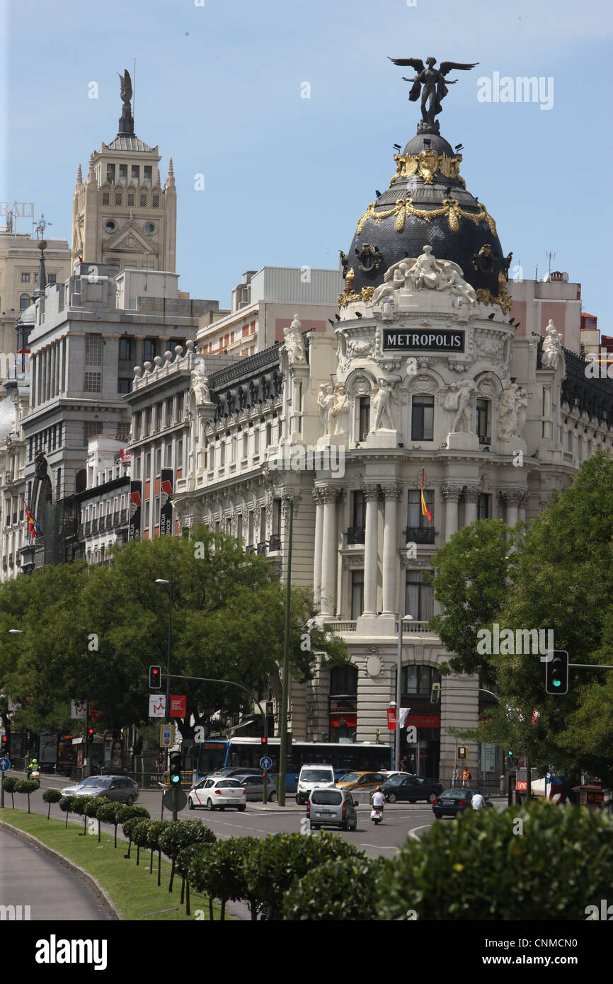 Edificio metrópolis, Madrid, España Foto de stock