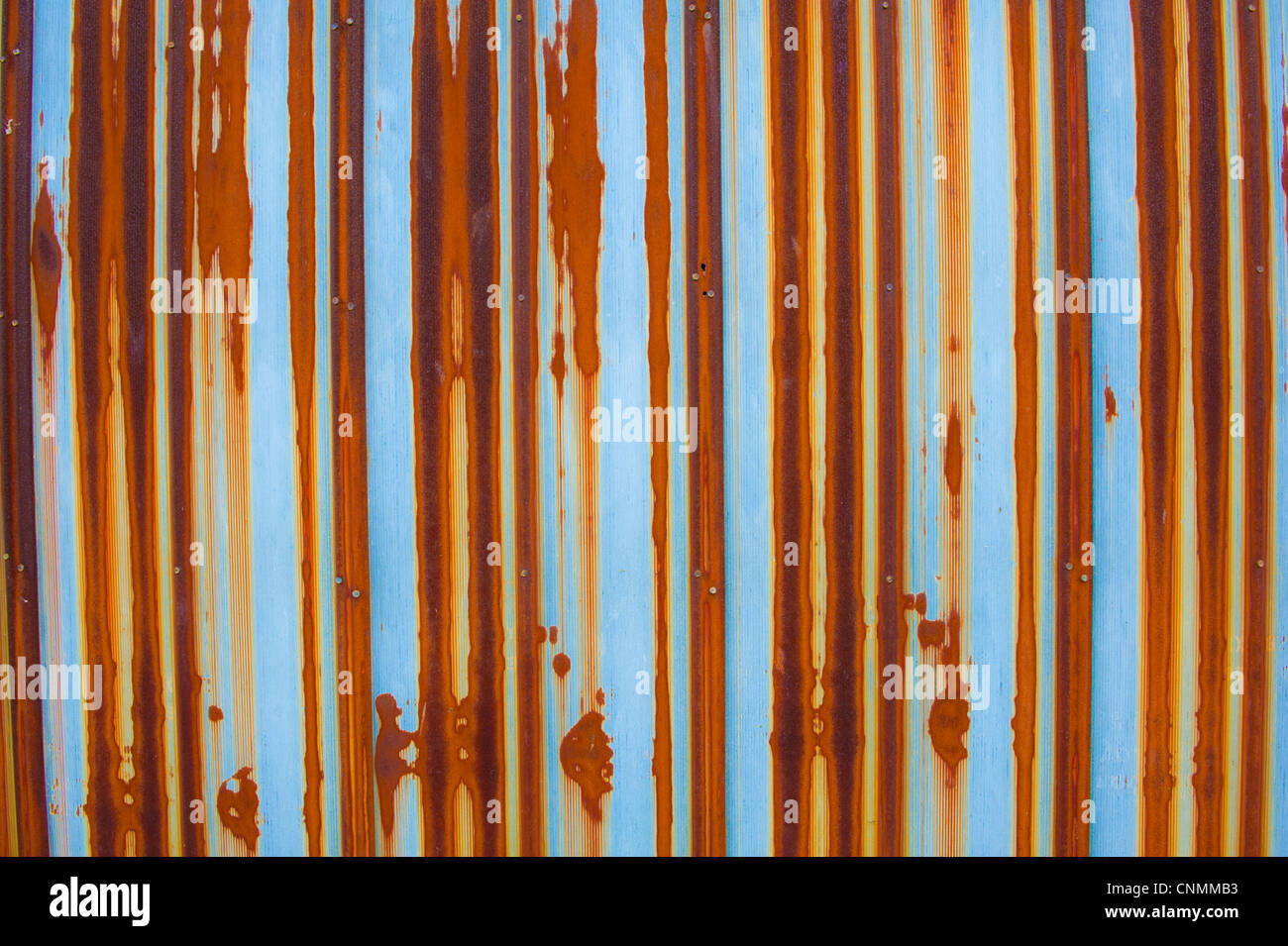 Patrón de roya en el revestimiento exterior de metal de un granero Foto de stock