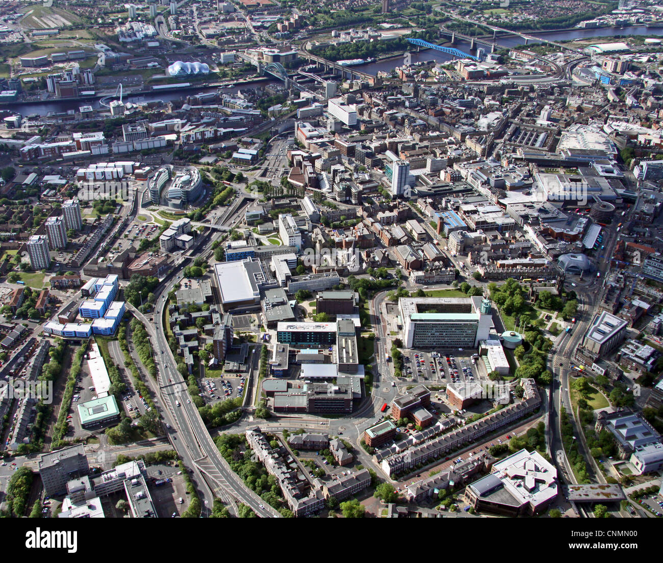Vista aérea de la Universidad de Northumbria, Newcastle upon Tyne Foto de stock
