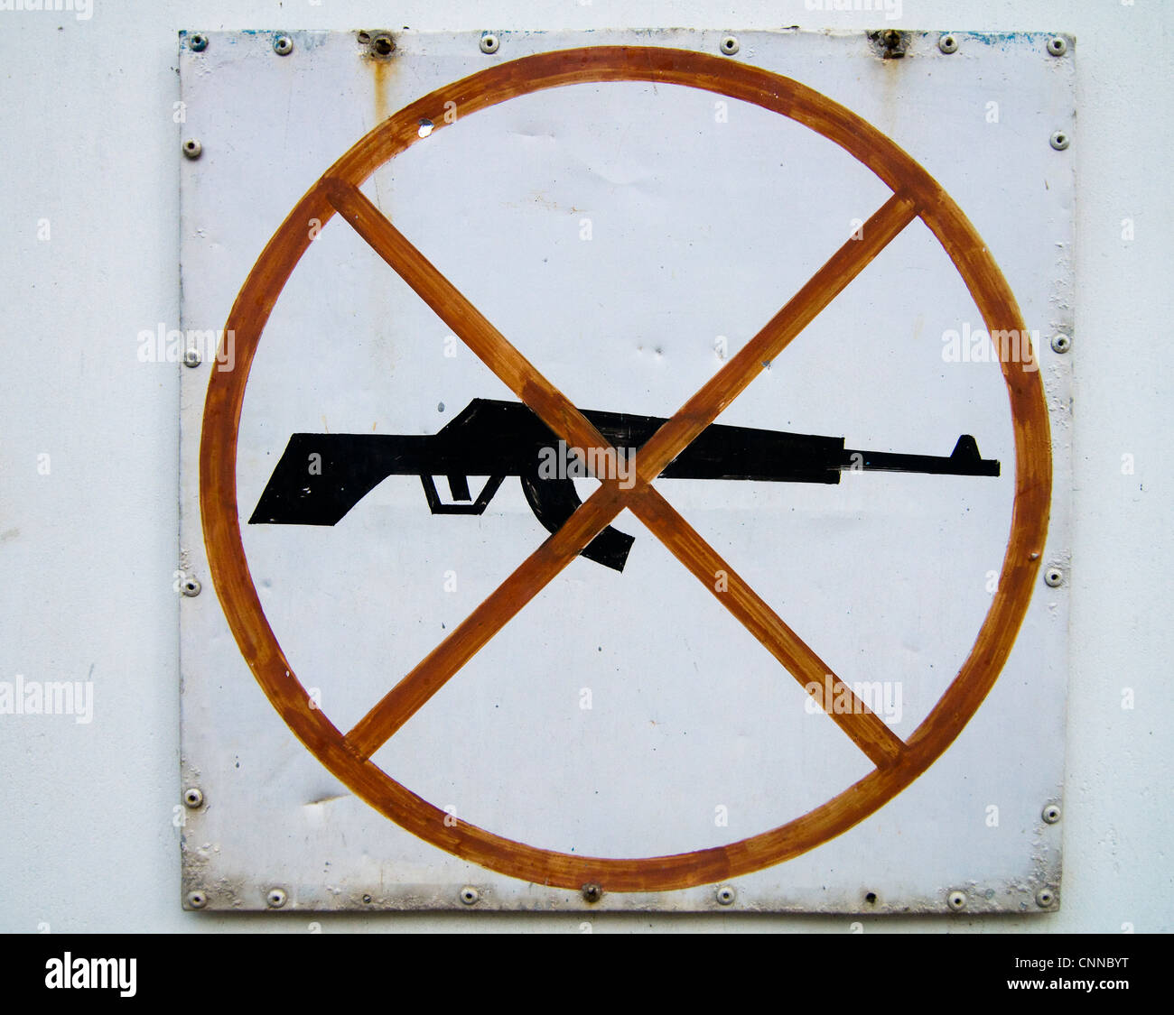 Sin armas. signos observados en Jaffna, Sri Lanka. Foto de stock