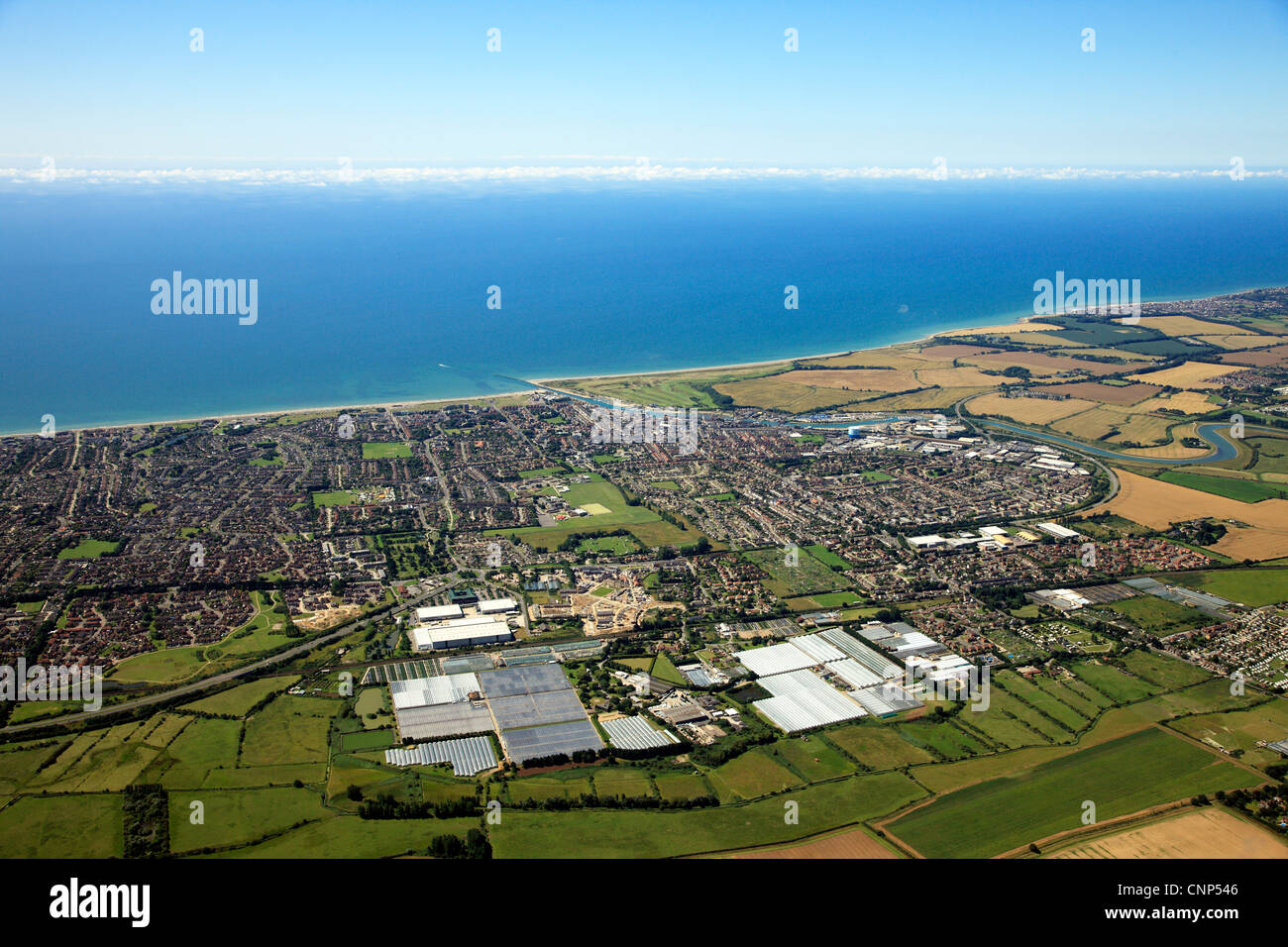 Vista aérea de Littlehampton, Sussex Foto de stock