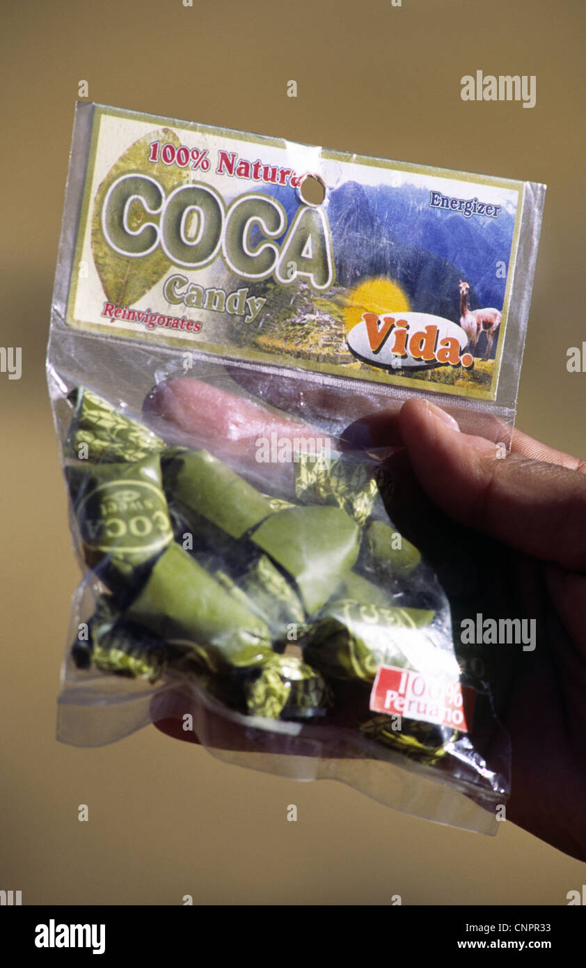 Coca, caramelos dulces derivados de hojas de coca, para la venta en