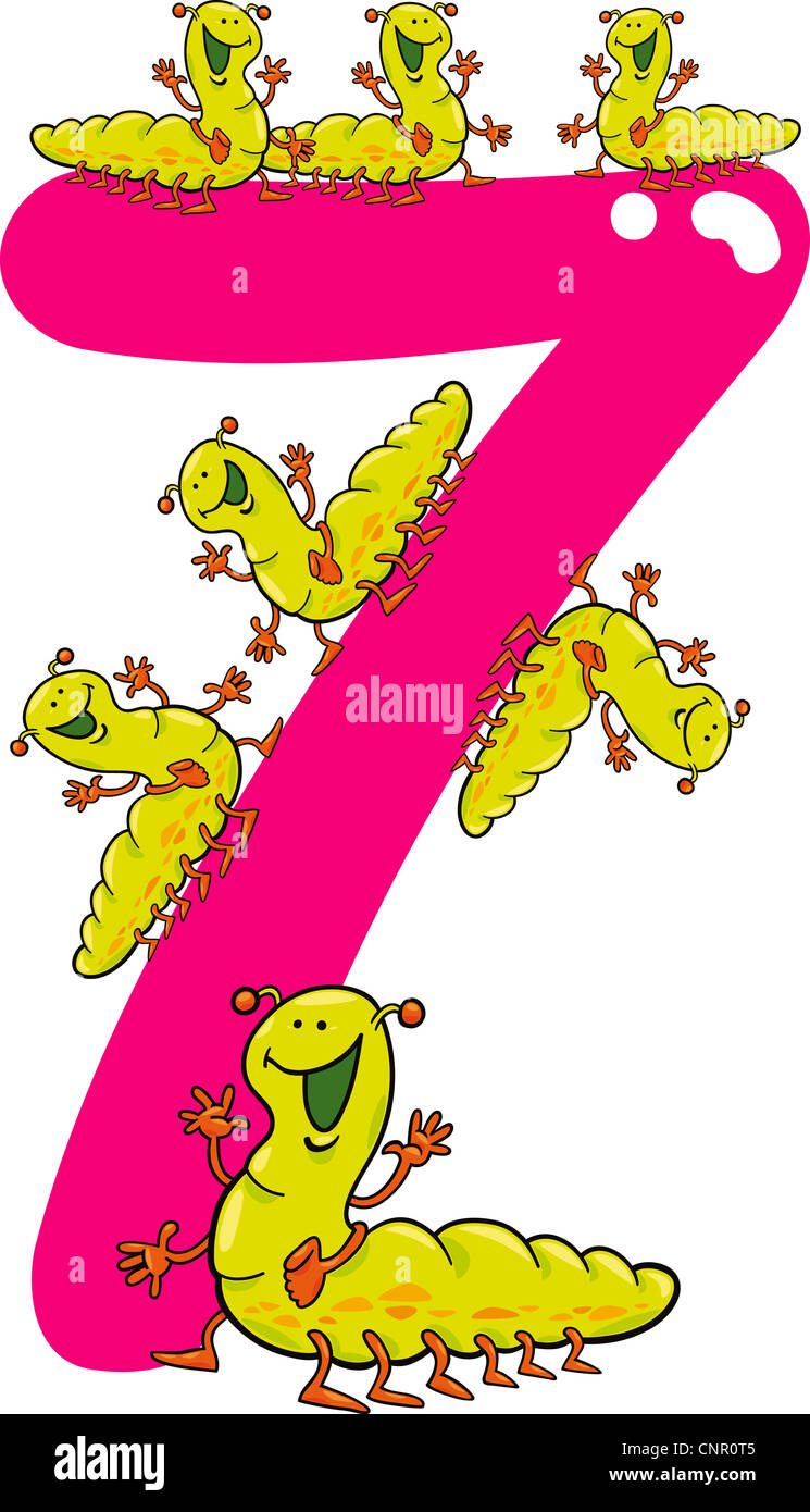 Ilustración de dibujos animados con el número siete y orugas Fotografía de stock - Alamy Ilustración de dibujos animados con el número siete y orugas Fotografía de stock - Alamy
