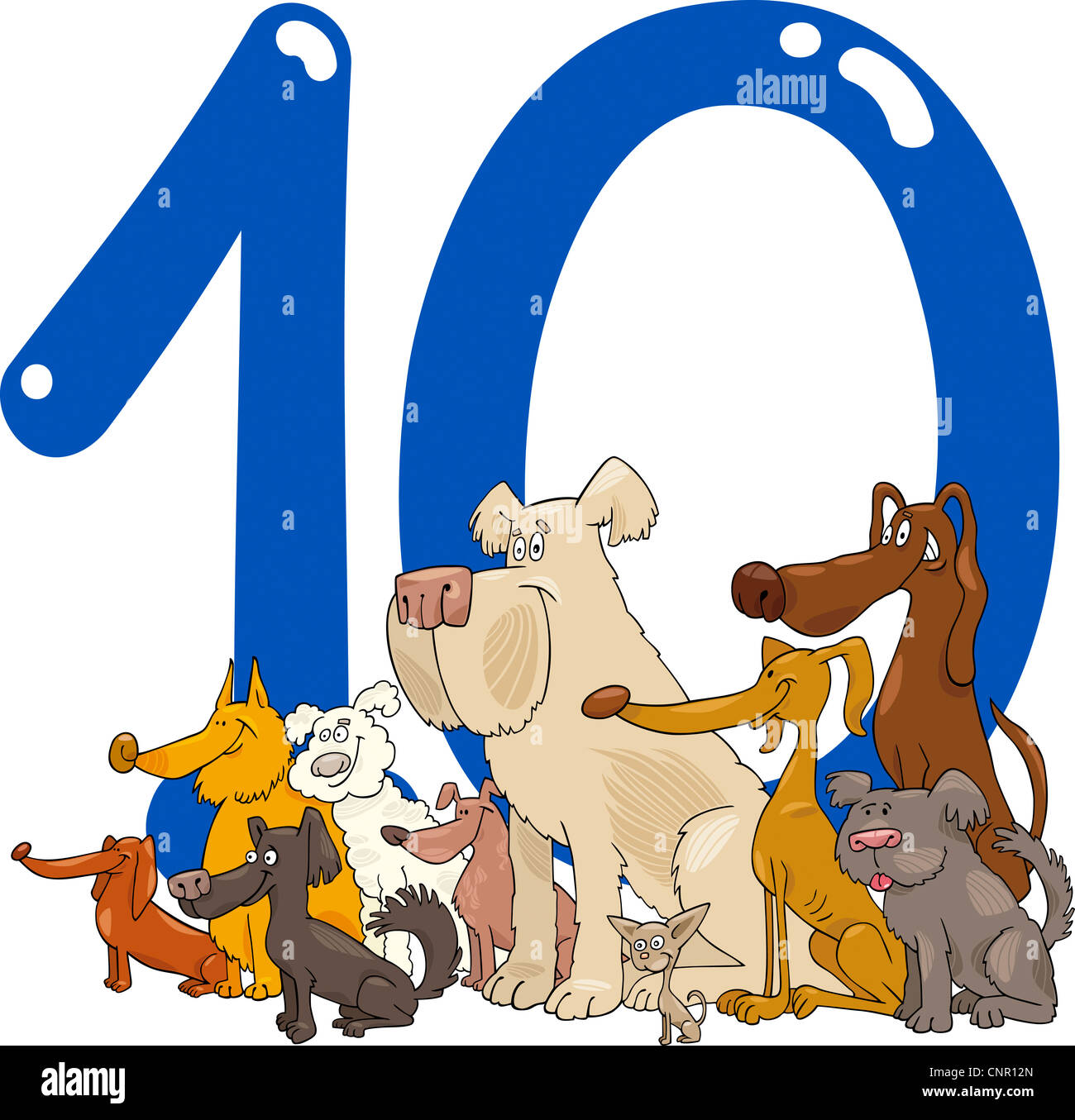 Ilustración de dibujos animados con el número 10 y el grupo de perros Fotografía de stock - Alamy Ilustración de dibujos animados con el número 10 y el grupo de perros Fotografía de stock - Alamy