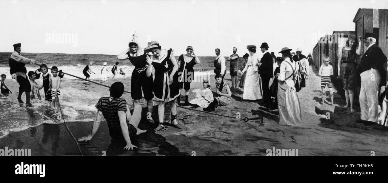Baño, playa, alrededor de 1900,, Derechos adicionales-Clearences-no disponible Foto de stock