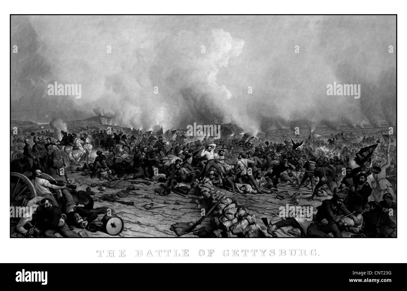 Guerra Civil vintage restaurada digitalmente imprimir de la Batalla de Gettysburg. Foto de stock