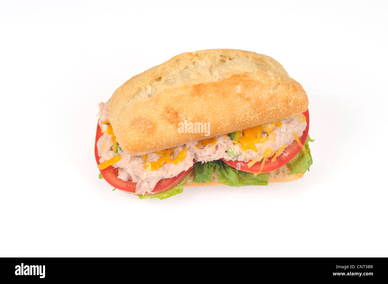 En un sandwich de atún fundido ciabatta roll Foto de stock