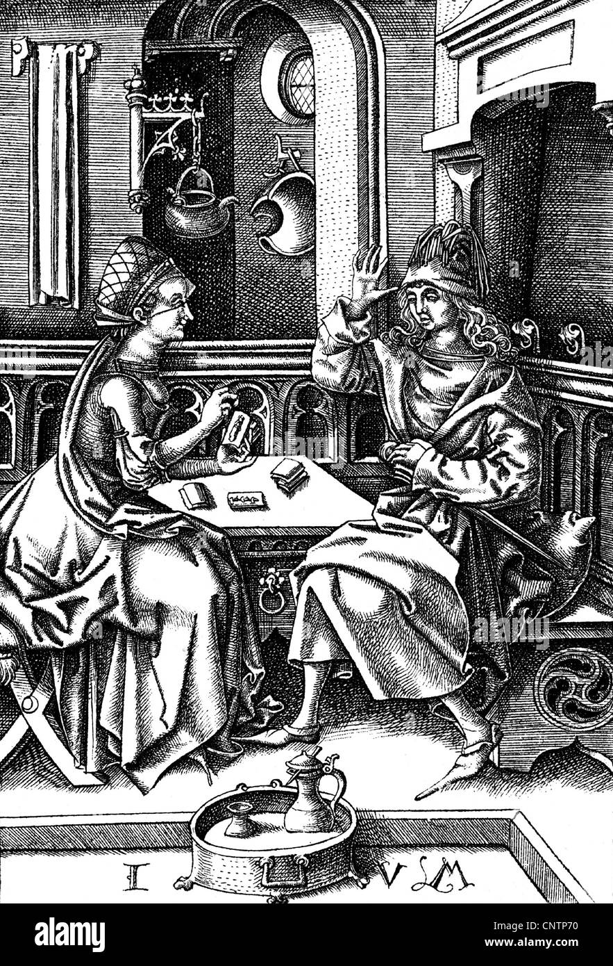 Medieval Siglo Xv histórico reproducción jugando a las cartas 