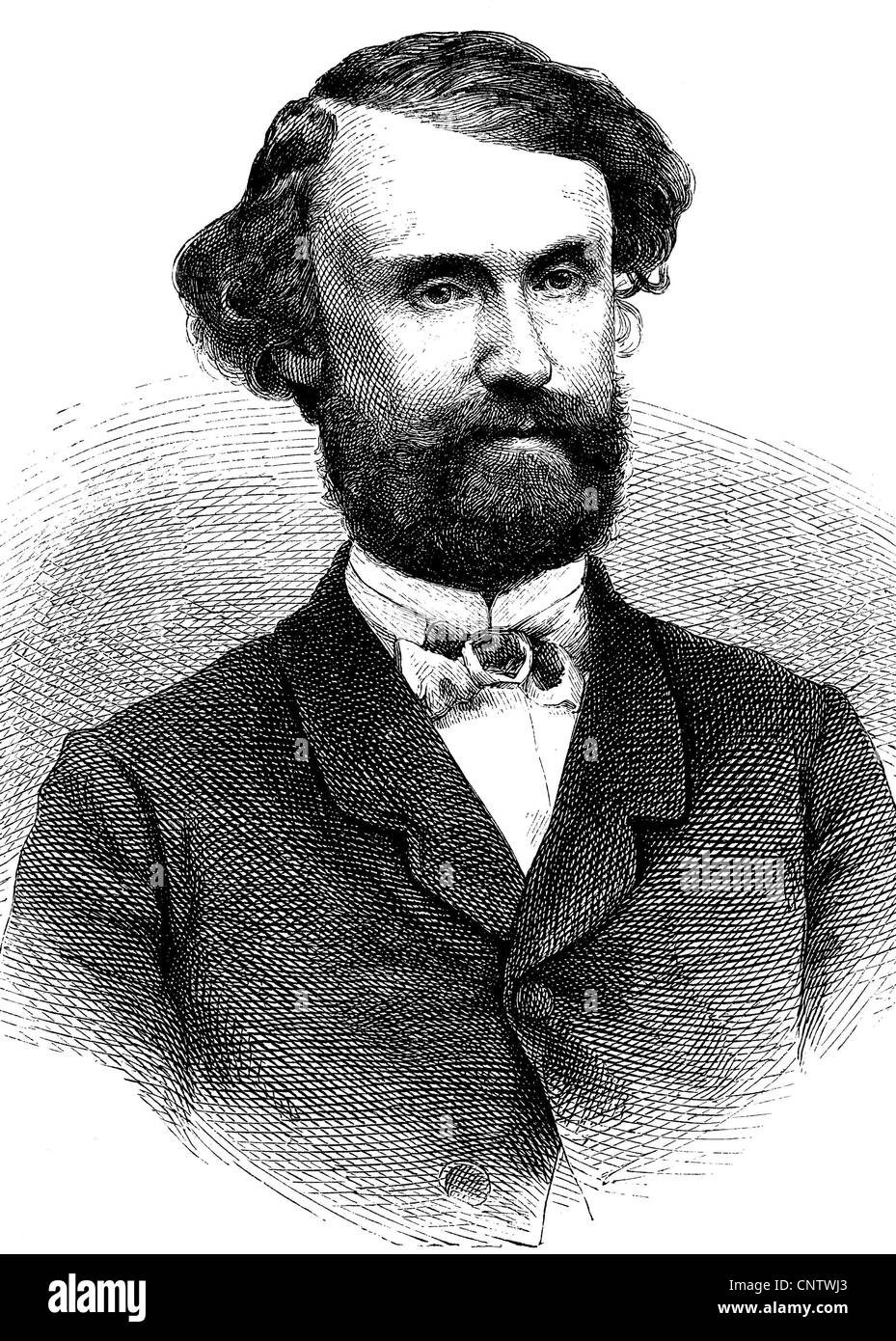 Agosto Schaufert Hippolyt, un poeta dramático, nacido el 5 de marzo de 1835, histórico grabado, circa 1869 Foto de stock