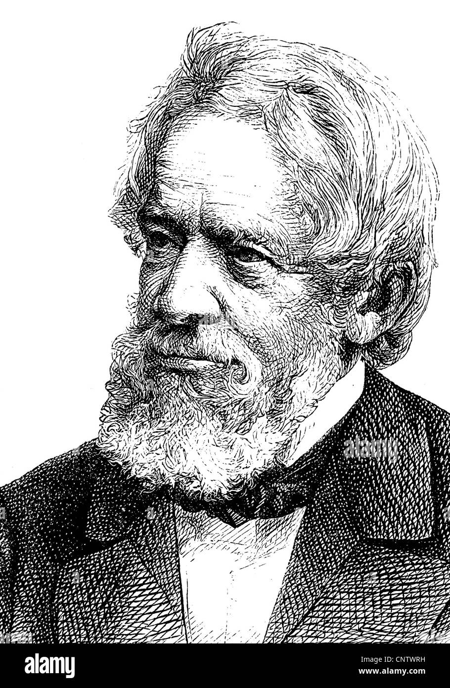Heinrich Wilhelm Paloma, 1803-1879, un físico alemán y el meteorólogo, Berlín Sociedad geográfica, histórica, circa grabado Foto de stock