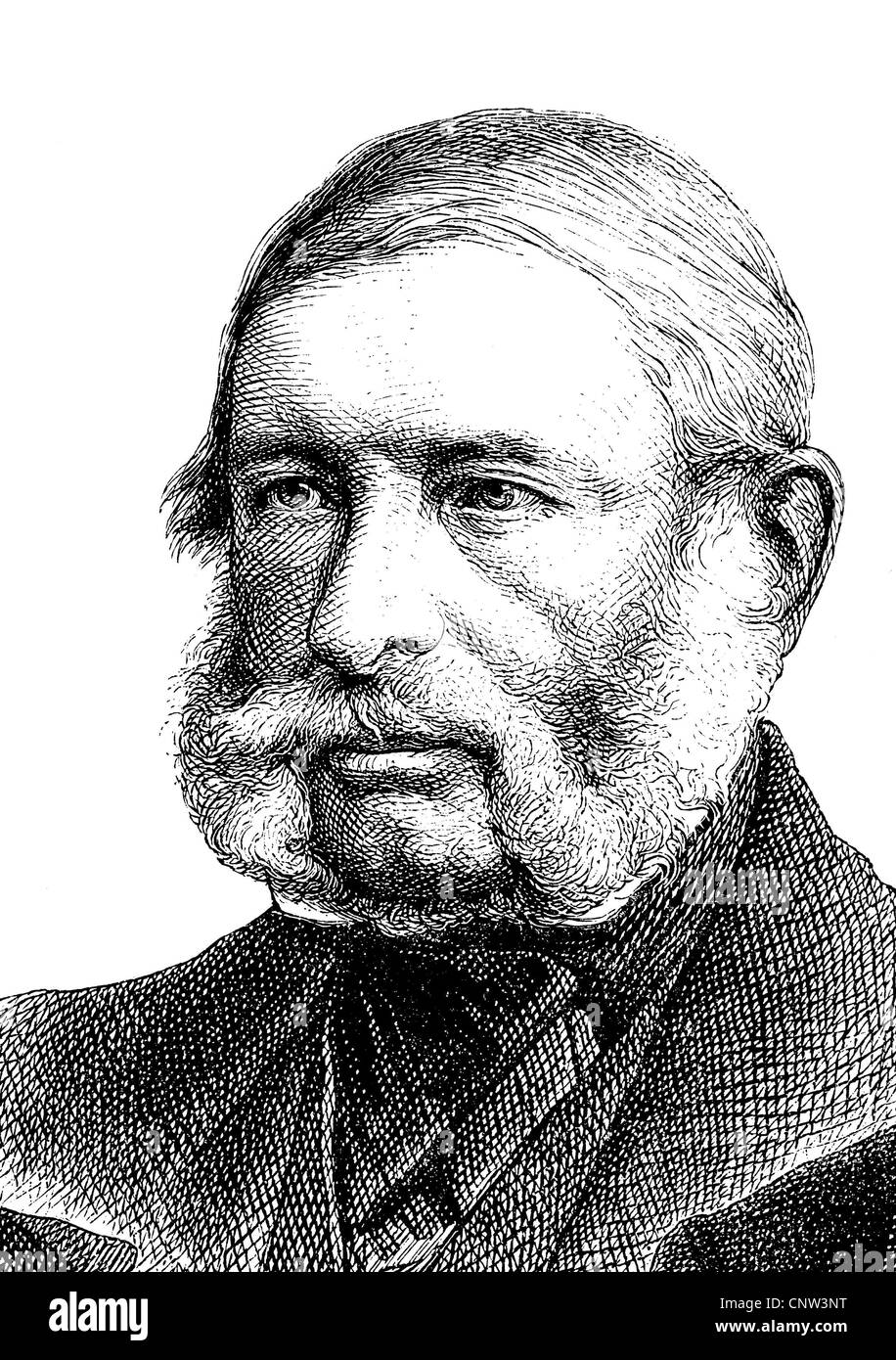 Johann Jacob Baeyer, 1794-1885, un funcionario del Cuadro de Servicios Generales y de Prusia como agrimensor el fundador del arco europeo Measu Foto de stock