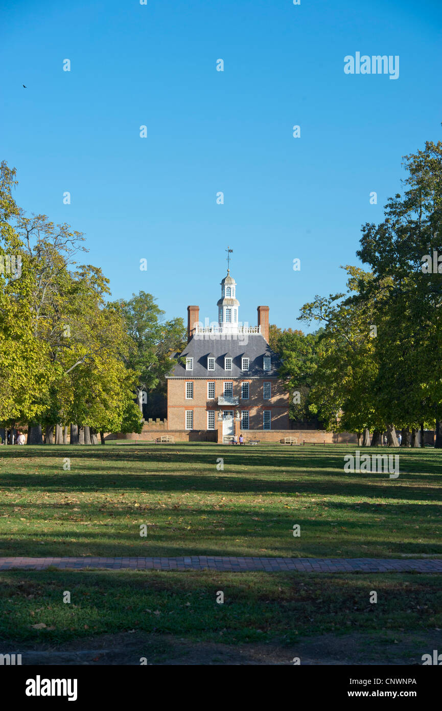 La mansión del gobernador en Colonial Williamsburg, Virginia Foto de stock