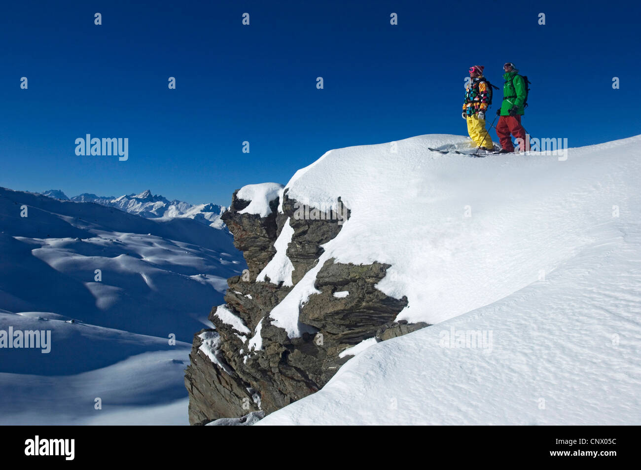 Estación de esquí de Les Mnuires, montaña de los Alpes del Norte, Francia Foto de stock