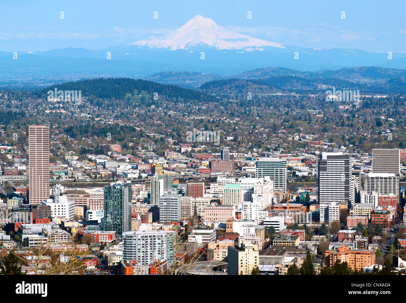 Panorama de Portland Oregon Pittok mansión. Foto de stock