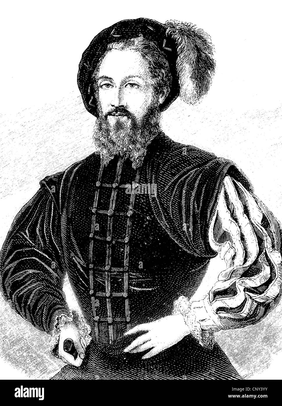 César Borgia (1475-1507), primer duque de Valentinois (designada como tal il Valentino) y Romaña, Príncipe de Andria y Venafro, Earl Foto de stock