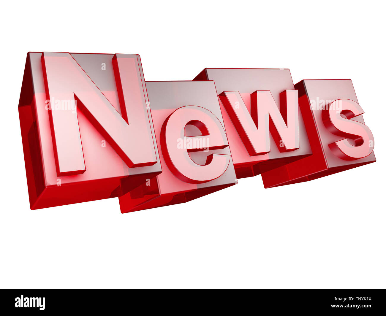 La palabra noticias en 3D letras sobre fondo blanco - das Wort noticias aus 3D Buchstaben gesetzt, freigestellt auf weißem Hintergrund Foto de stock
