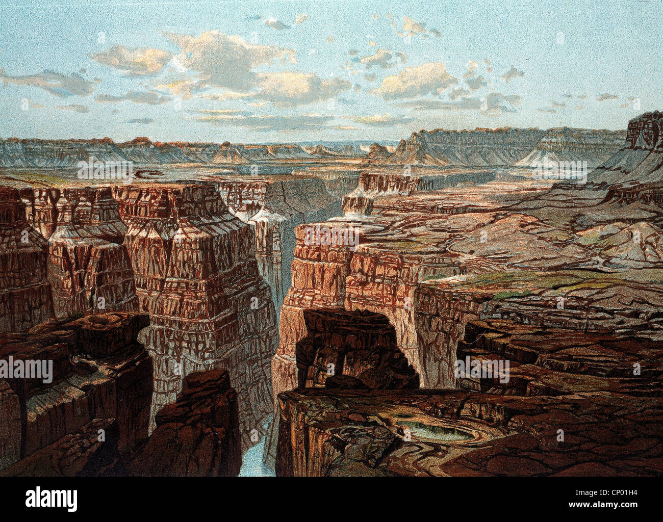 Geografía / viajes, Estados Unidos de América, Arizona, Gran Cañón, paisaje con Colorado, cromolitógrafo, alrededor de 1887, Derechos adicionales-Clearences-no disponible Foto de stock