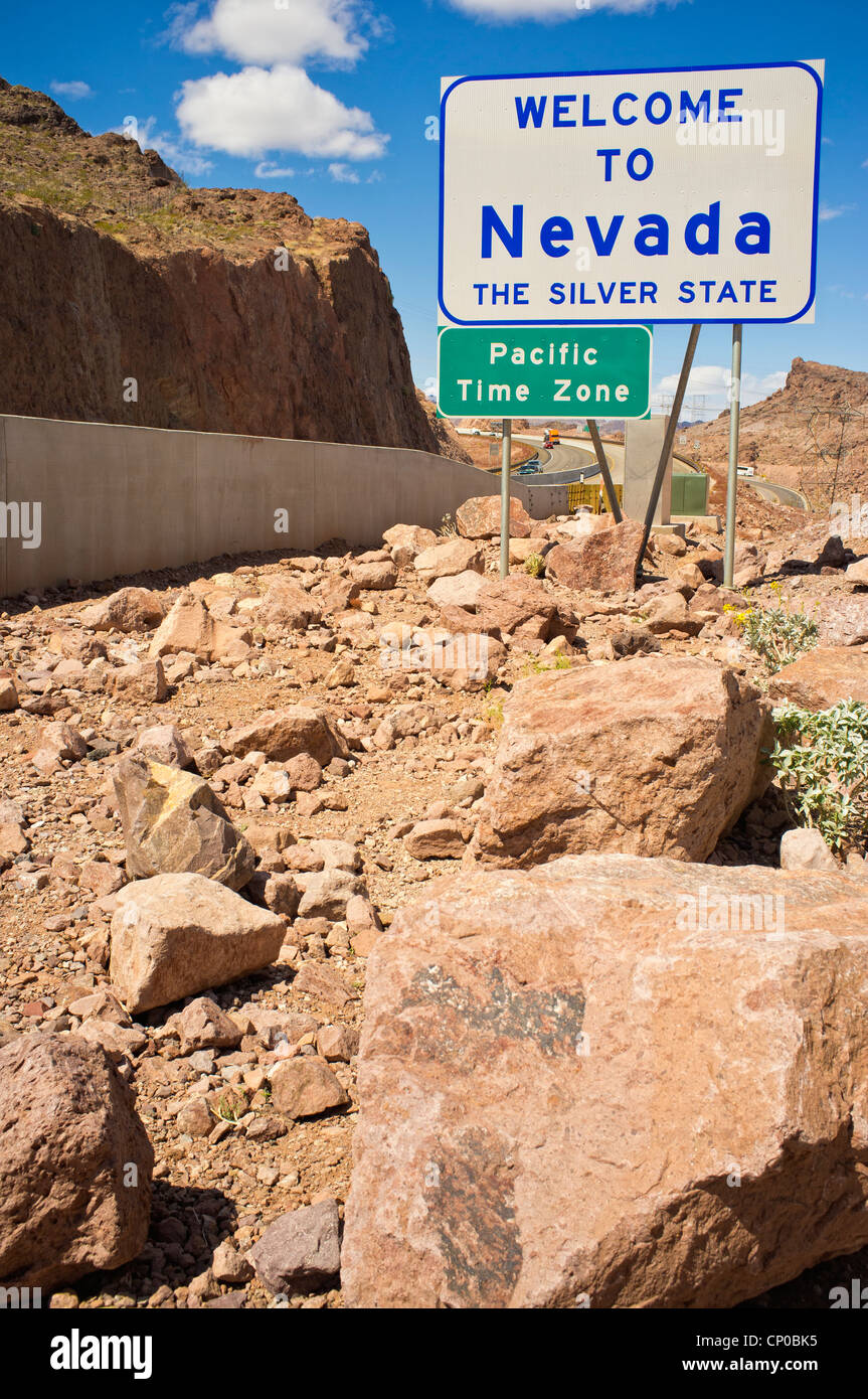 Estado de Nevada Nevada - Bienvenido a firmar el estado de plata Foto de stock