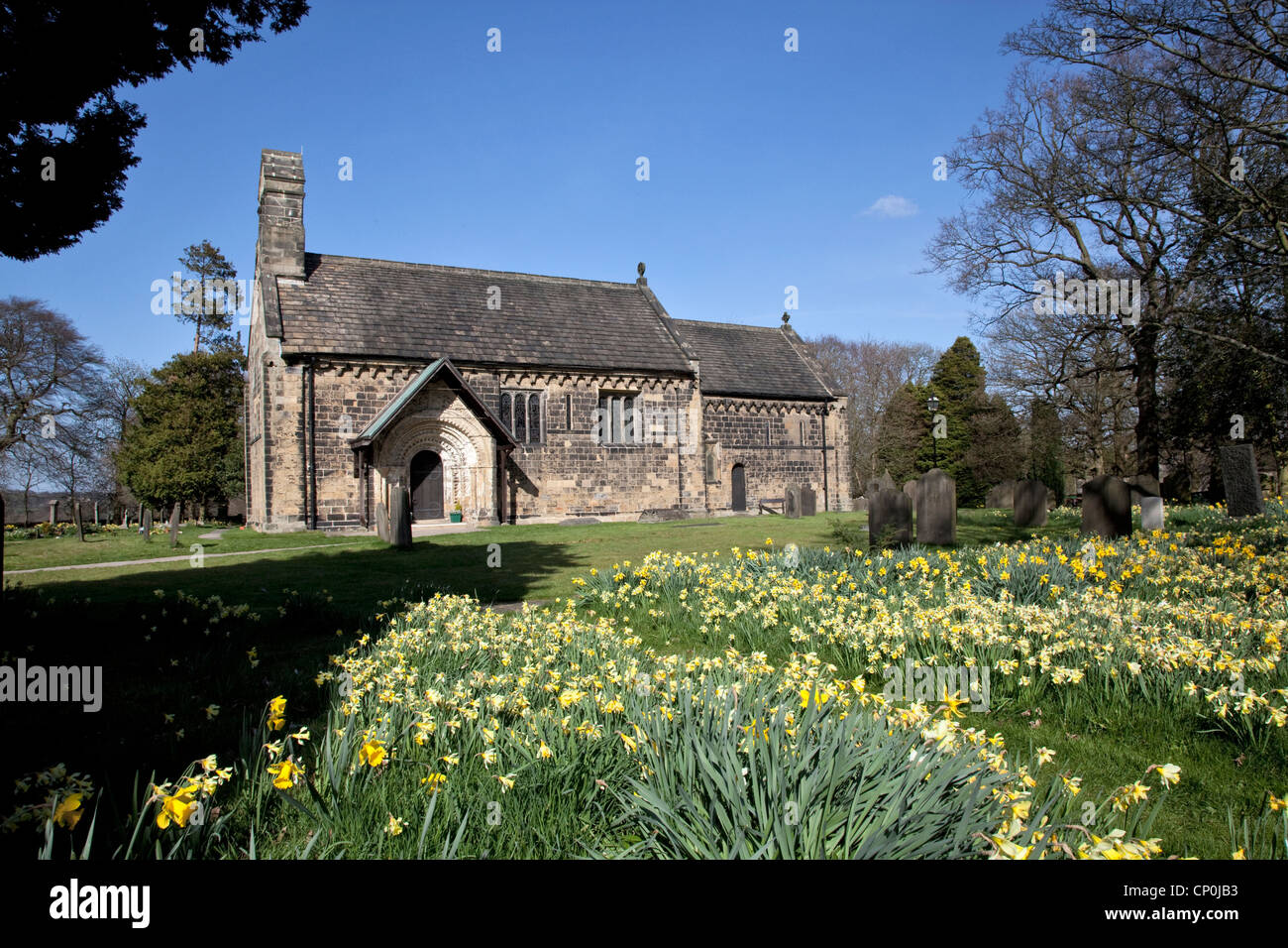 San Juan el Bautista Adel, Leeds, Yorkshire, Iglesia de Inglaterra, la iglesia normanda más antigua del Reino Unido Foto de stock