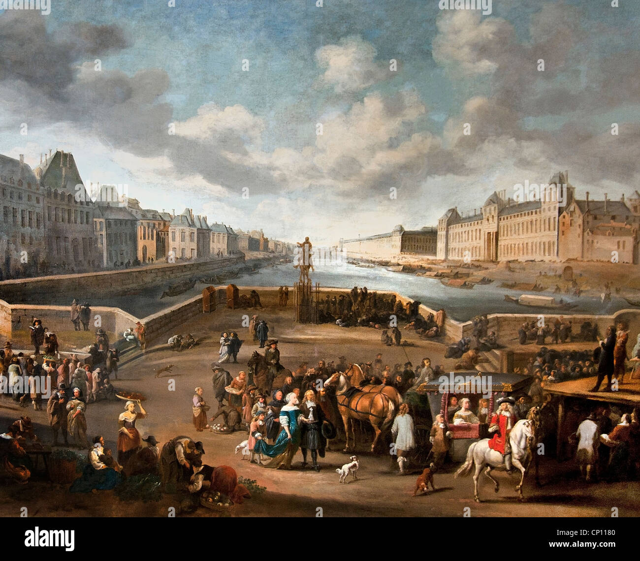 El Louvre visto desde Pont Neuf - Le Louvre vu du Pont Neuf 1666 Por Hendrick MOMMERS Holanda Holandesa 1623-1693 Foto de stock