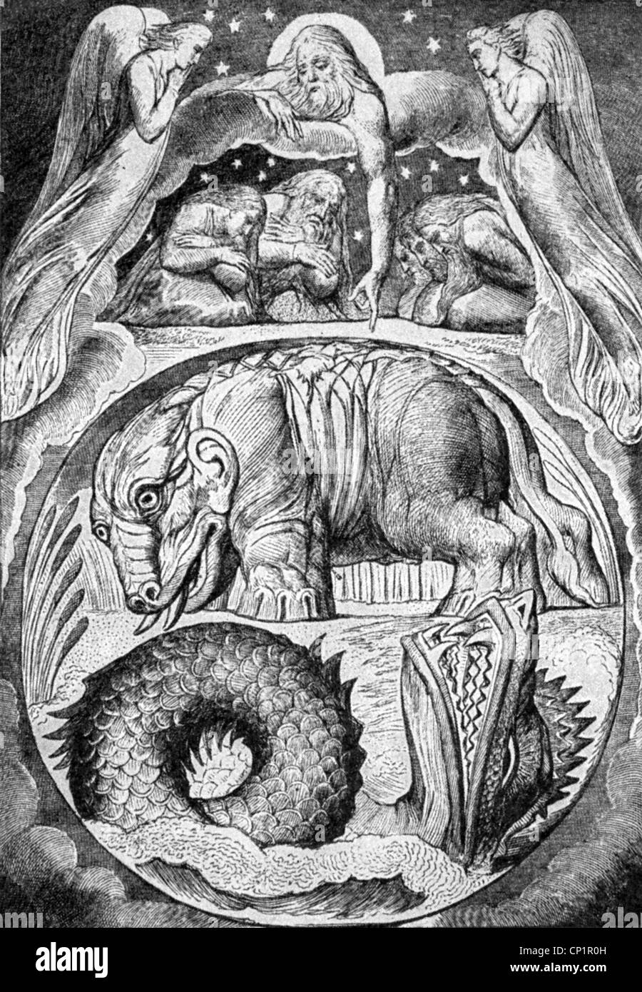 Religión Escenas Bíblicas Behemoth Y Leviatán Libro De Job Ilustración Von William Blake 