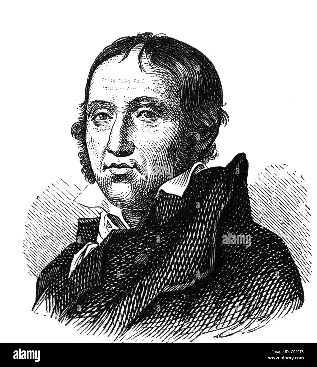 Schadow, Johann Gottfried, 20.5.1764 - 27.1.1850, escultor alemán y artista gráfico, retrato, grabado en madera, siglo 19, Foto de stock