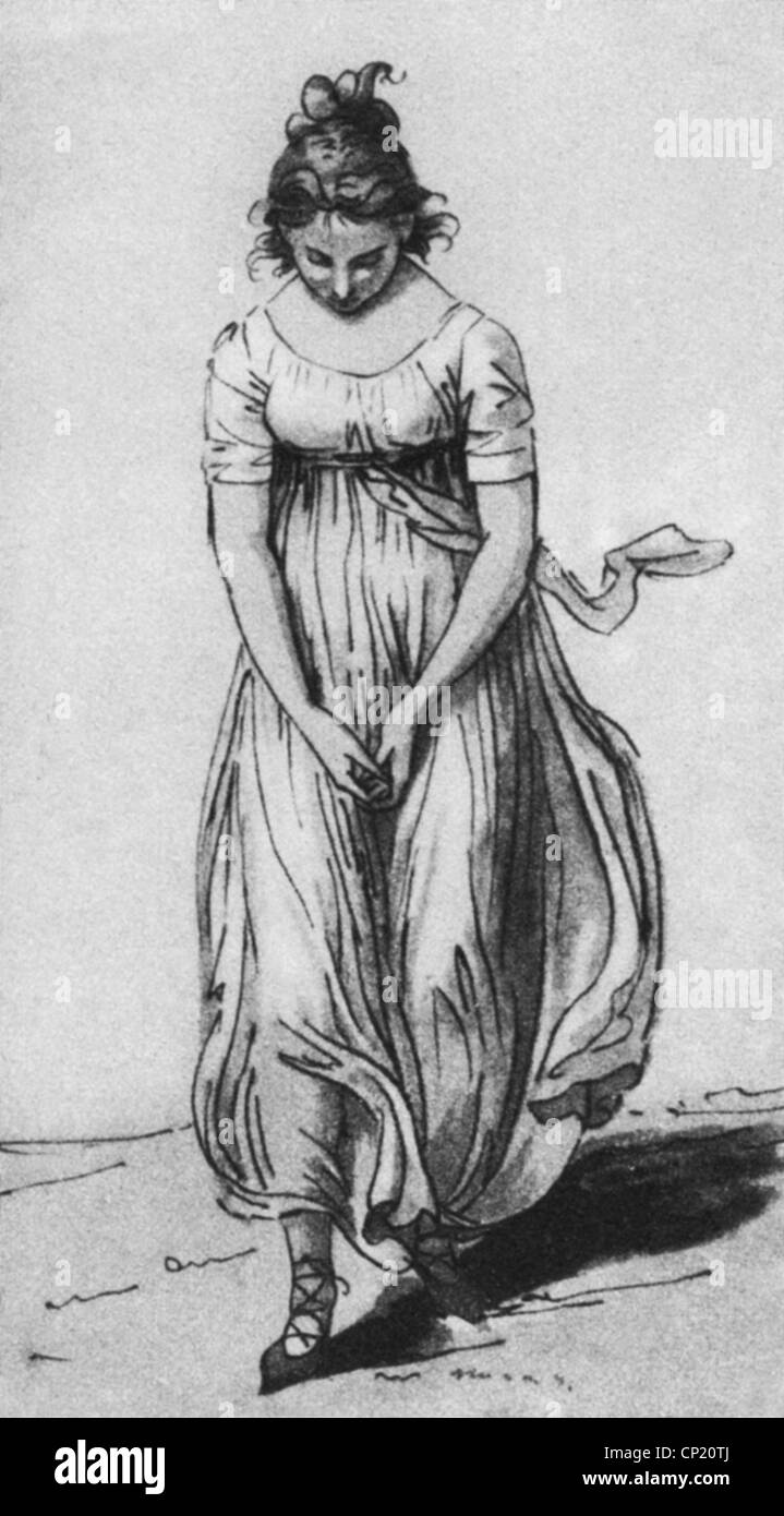 Schadow, Johann Gottfried, 20.5.1764 - 27.1.1850, escultor alemán y artista gráfico, obras, bailarín, en dibujo, alrededor de 1797, Foto de stock
