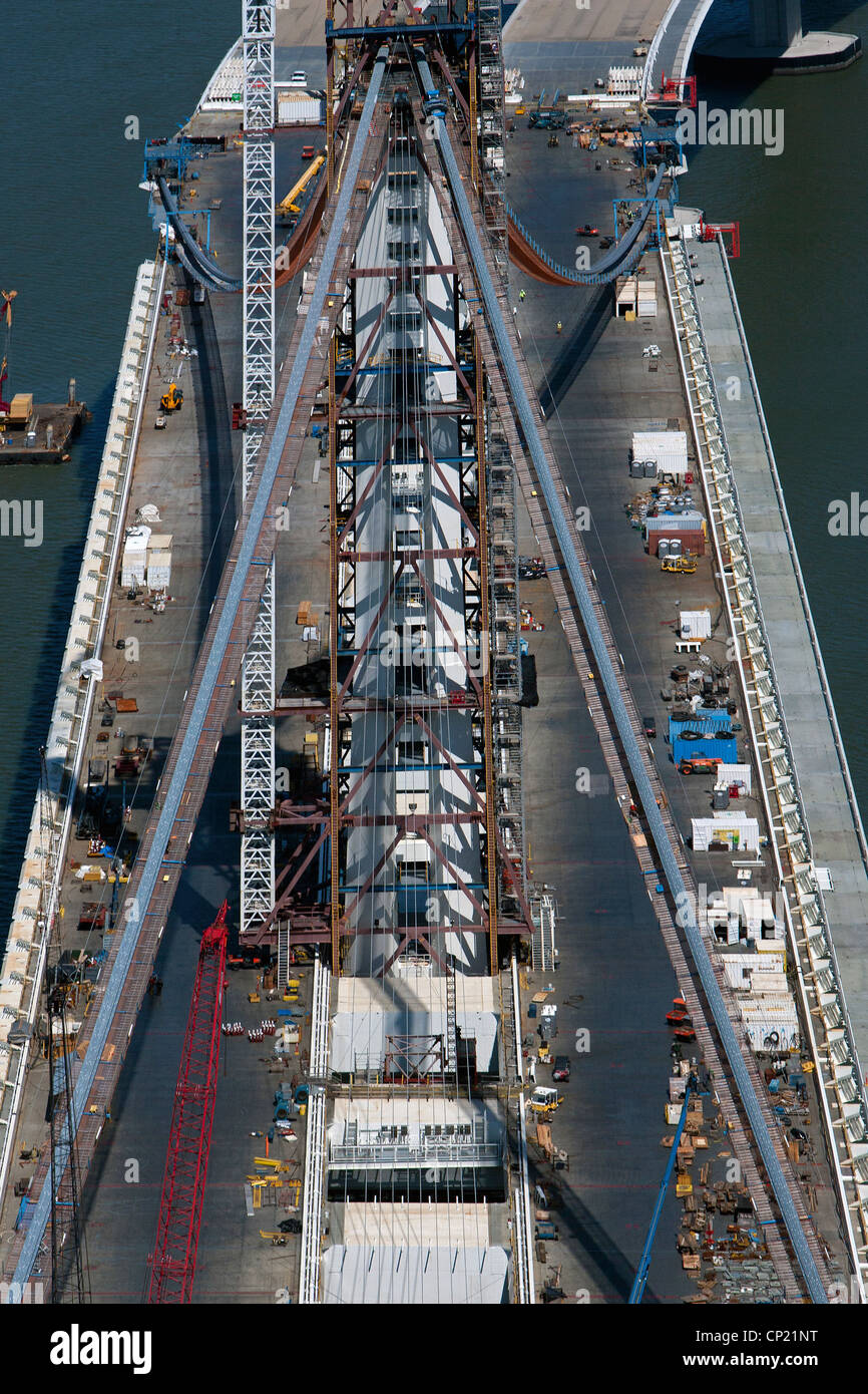 Fotografía aérea de San francisco Oakland Bay Bridge Foto de stock