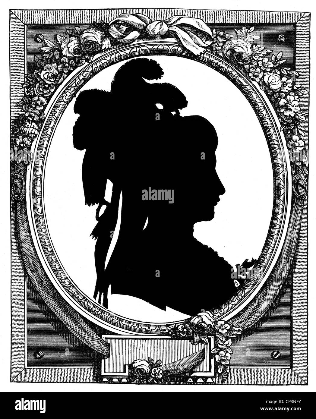 Schiller, Friedrich, 10.11.1759 - 9.5.1805, autor / escritor alemán, poeta, su esposa Charlotte von Lengefeld, retrato, perfil, en su juventud, grabado de madera, siglo 19, después de silueta, siglo 18, Foto de stock