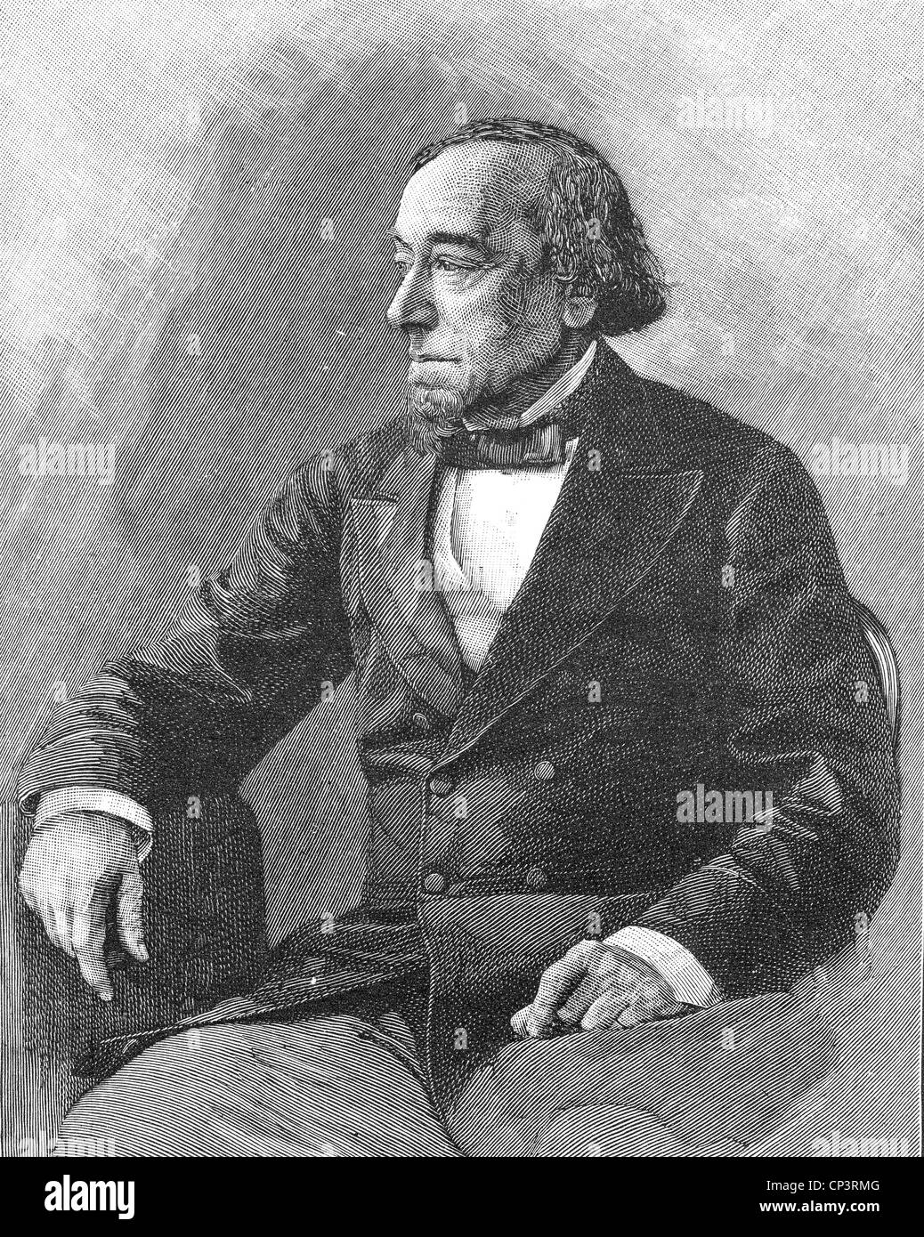 Benjamín Disraeli, primer conde de Beaconsfield (1804-1881) estadista conservador británico y Primer Ministro Foto de stock