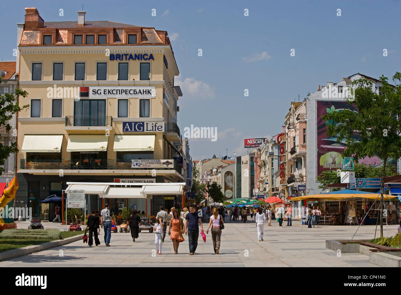 Bulgaria - Plovdiv. La carretera es nombrado después de Alexander I, príncipe de Bulgaria Foto de stock