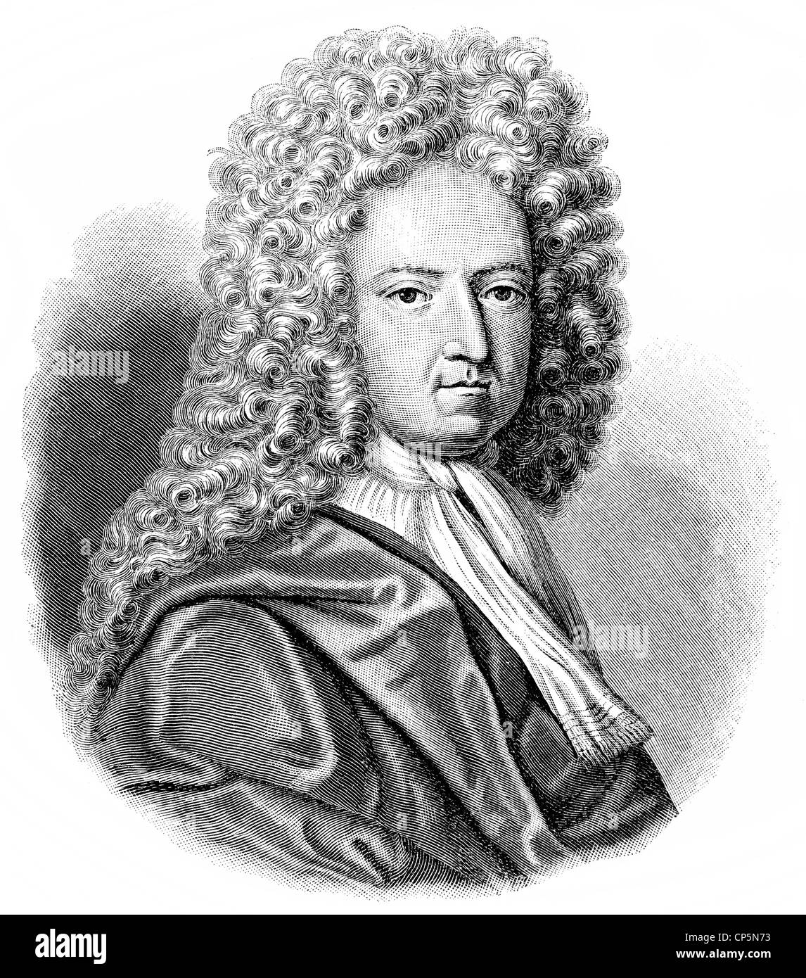 Daniel Defoe, 1661 - 1731, un comerciante inglés, escritor y periodista, autor de Robinson Crusoe Foto de stock