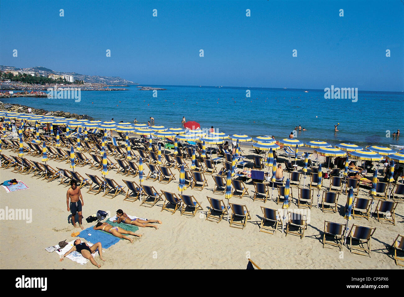 Liguria Playa San Remo Foto de stock