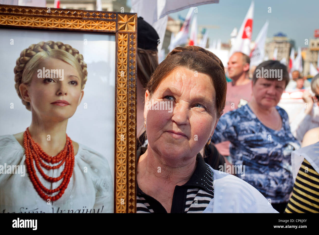 Una manifestación de protesta para Yulia Timoshenko en Kiev, Ucrania. Foto de stock