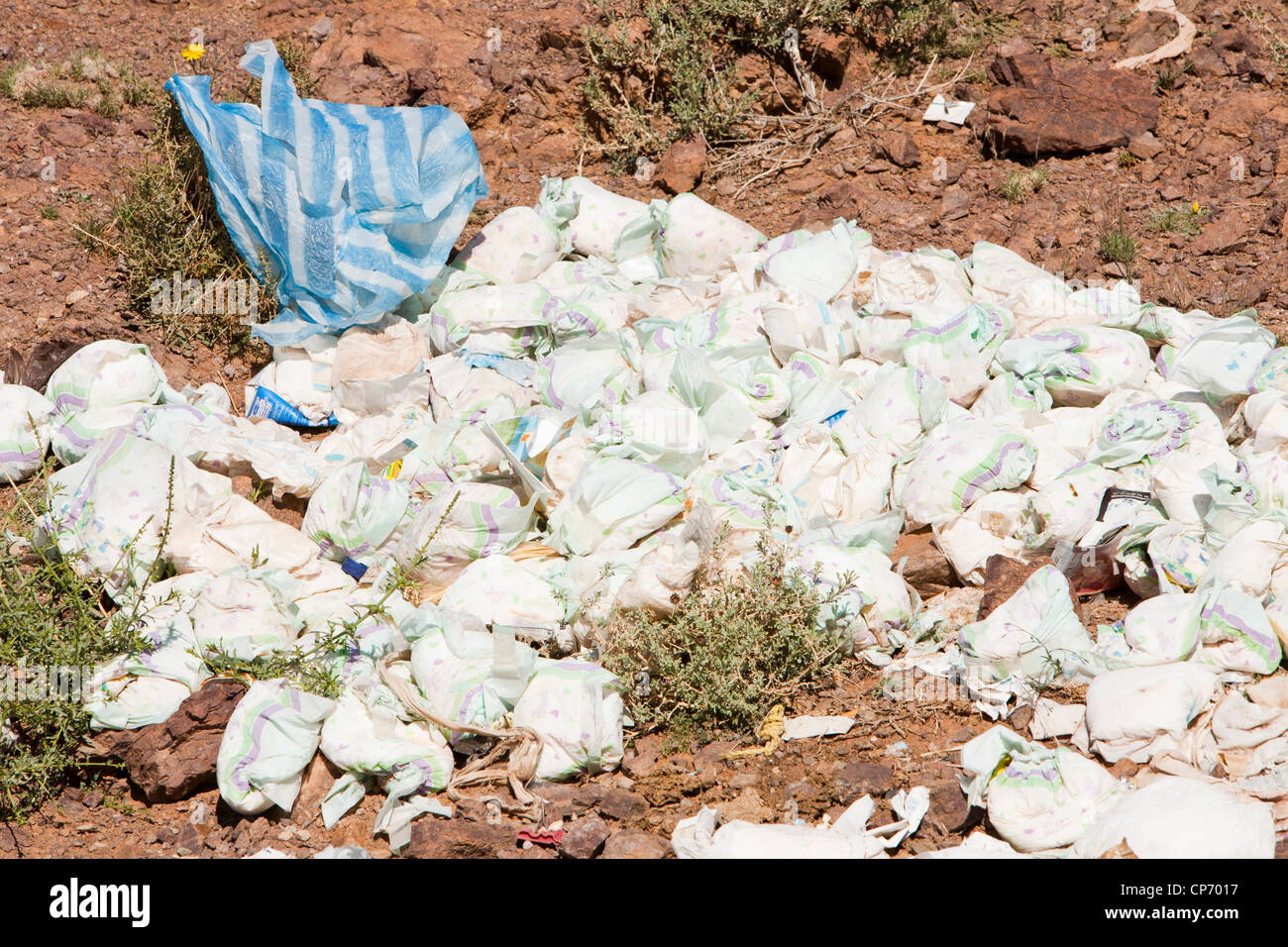 Pañales desechables en medio de los vertederos de basura Cotswolds UK  Fotografía de stock - Alamy