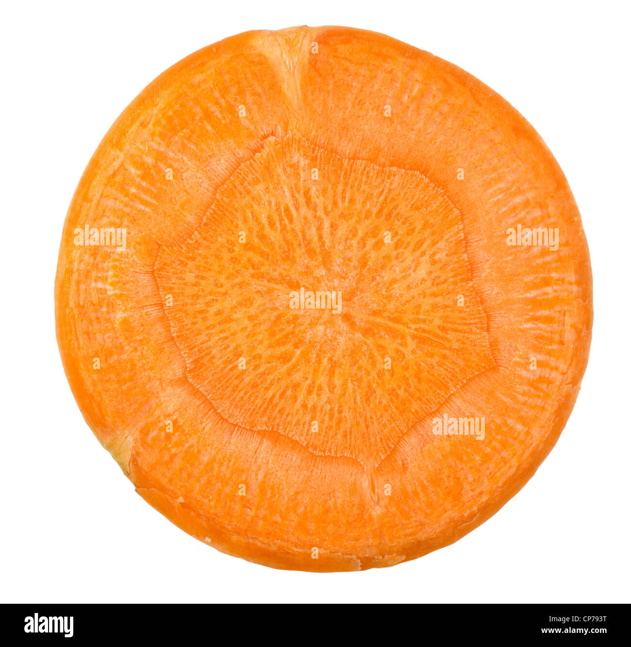 Un close-up de la zanahoria cruda cortada en rodajas Foto de stock