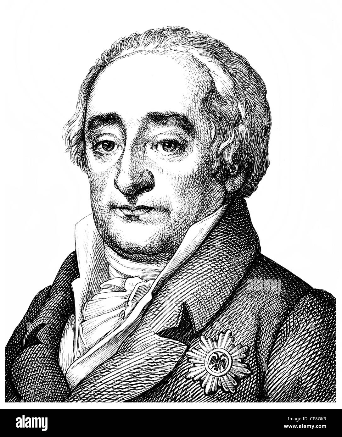 Heinrich Friedrich Karl Baron vom und zum Stein, 1757 - 1831, un estadista y reformador prusiano, Historische Zeichnung oficial Foto de stock