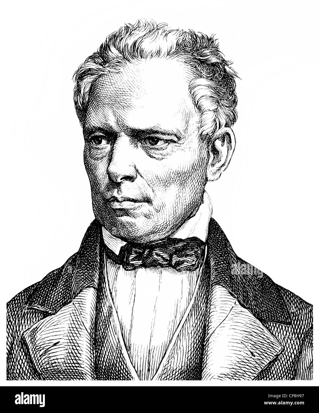 Karl Theodor Welcker George Philip, 1790 - 1869, un abogado alemán, profesor y político, Historische Zeichnung aus dem 19. Ja Foto de stock
