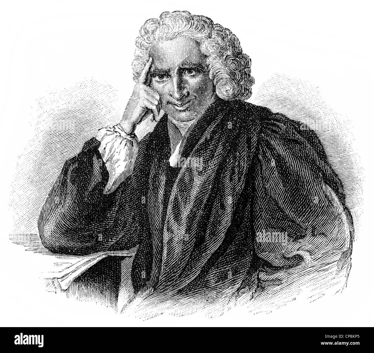 Laurence Sterne, 1713 - 1768, un escritor inglés de la Ilustración, Historische Zeichnung aus dem 19. Jahrhundert, Retrato vo Foto de stock