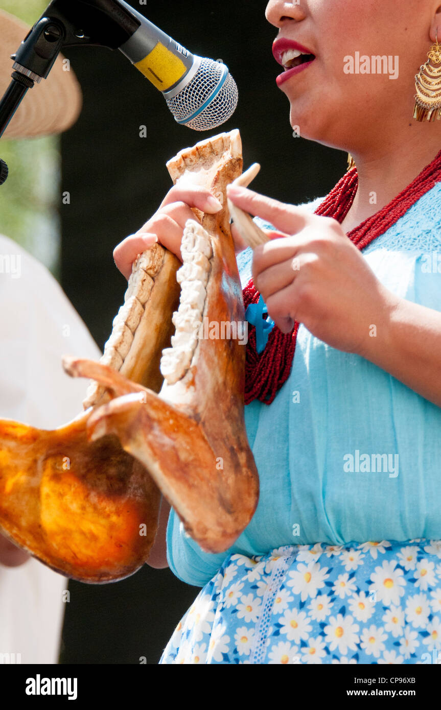 Músico mexicano utiliza la quijada del caballo como instrumento de