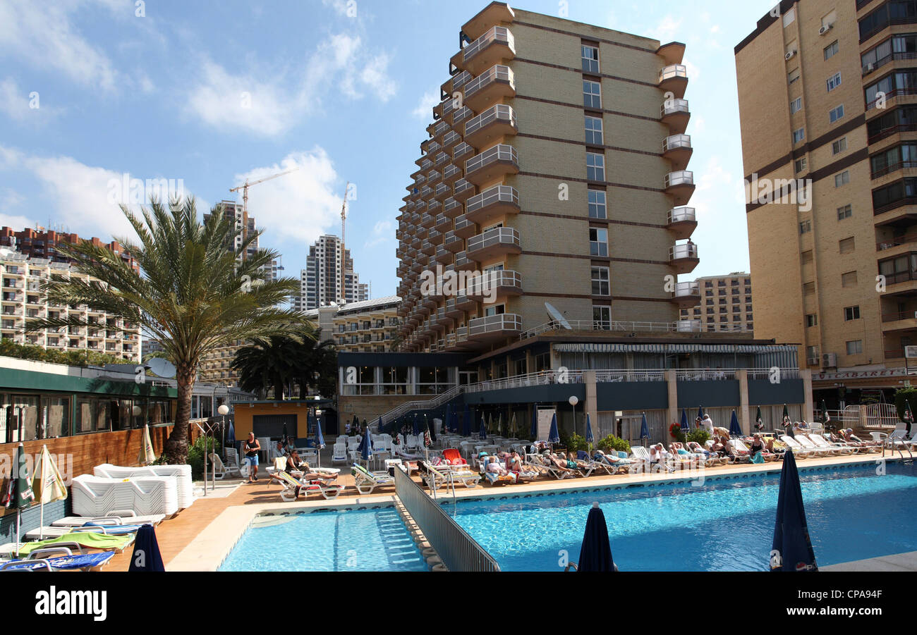 Un complejo hotelero de Benidorm, España Foto de stock