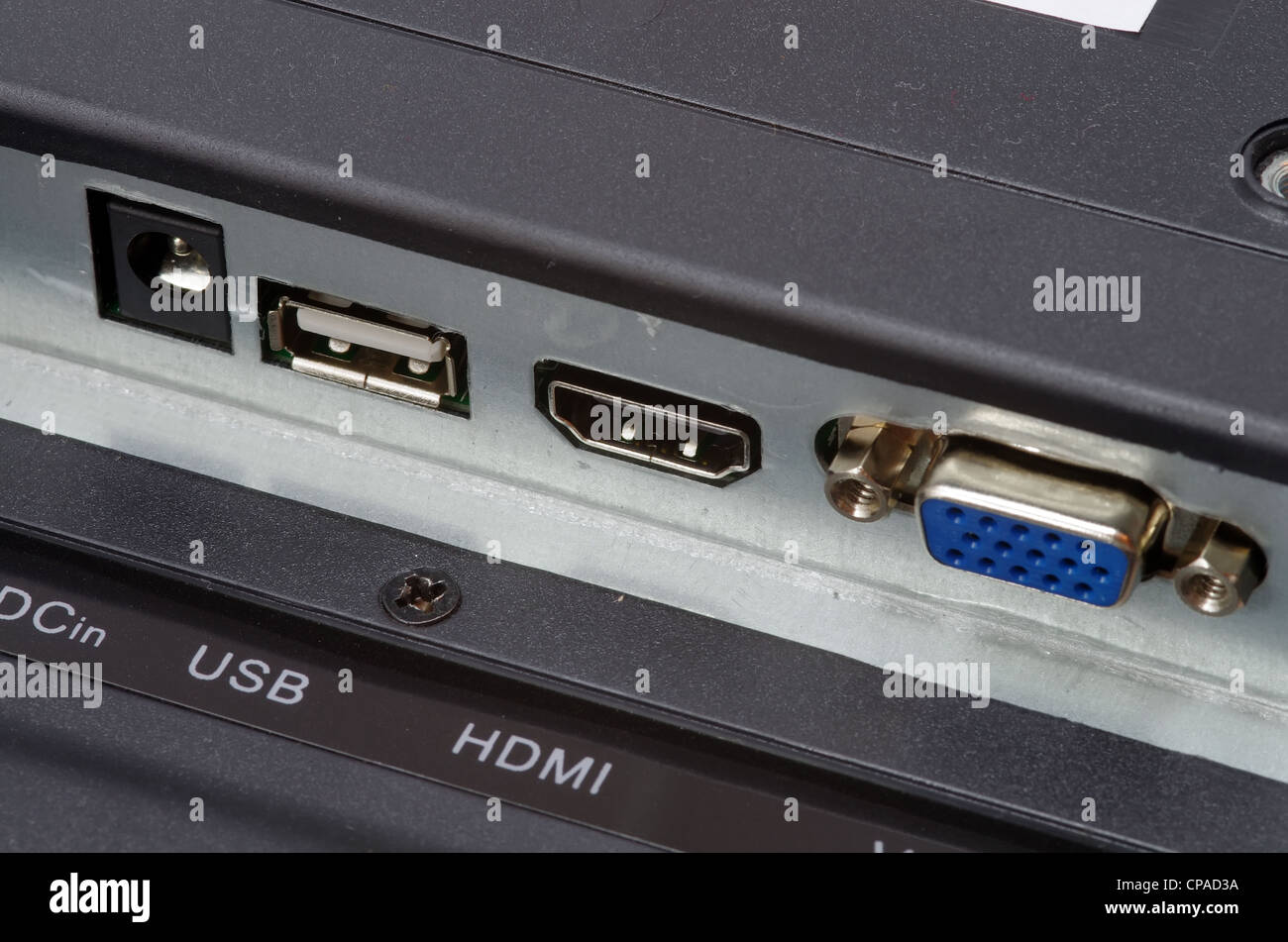 El televisor LED de vuelta los conectores: VGA y HDMI Fotografía de stock -  Alamy